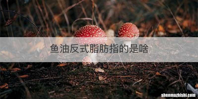 鱼油反式脂肪指的是啥