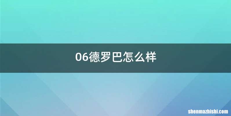 06德罗巴怎么样