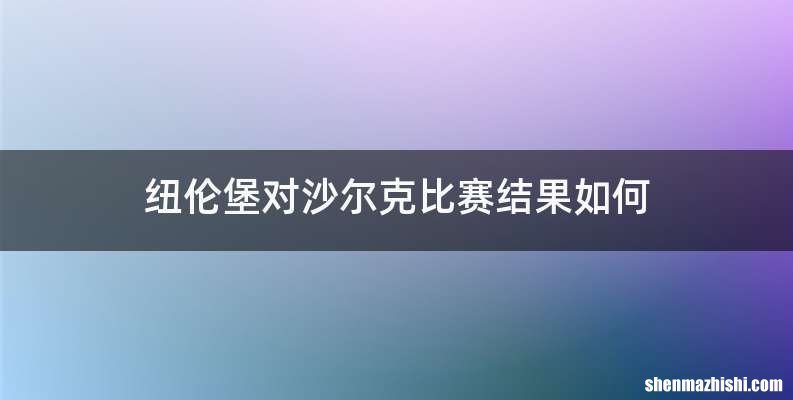 纽伦堡对沙尔克比赛结果如何