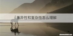 差异性和复杂性怎么理解