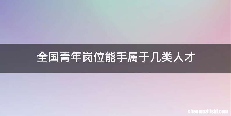 全国青年岗位能手属于几类人才