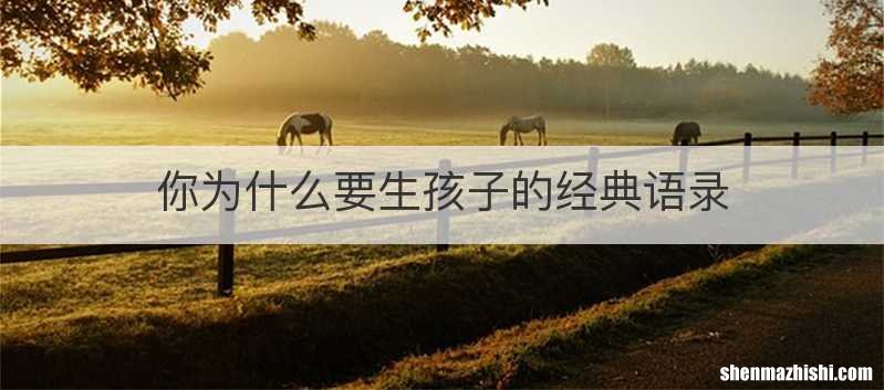 你为什么要生孩子的经典语录