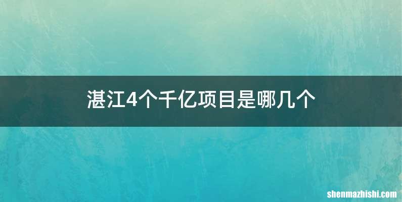 湛江4个千亿项目是哪几个