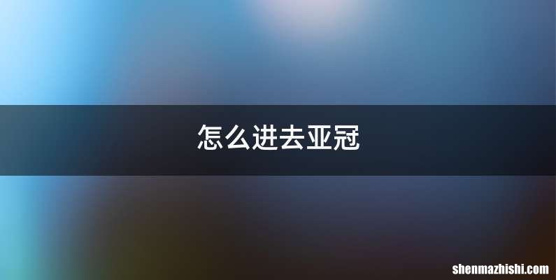 怎么进去亚冠