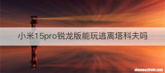 小米15pro锐龙版能玩逃离塔科夫吗