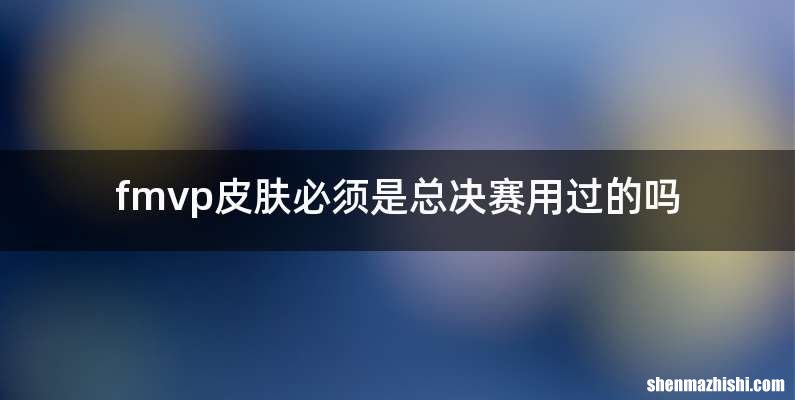 fmvp皮肤必须是总决赛用过的吗