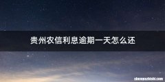 贵州农信利息逾期一天怎么还