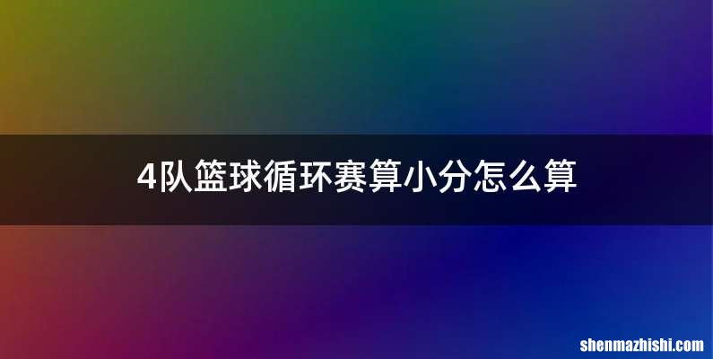 4队篮球循环赛算小分怎么算