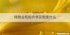待就业和拟升学区别是什么