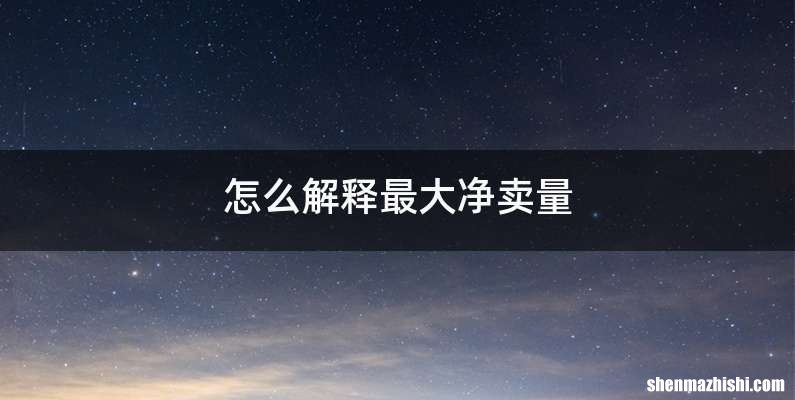 怎么解释最大净卖量