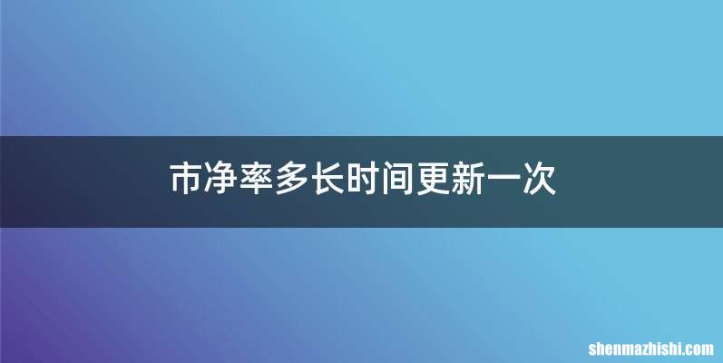 市净率多长时间更新一次