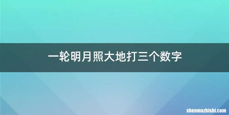 一轮明月照大地打三个数字