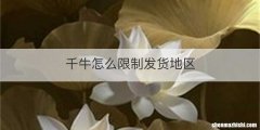 千牛怎么限制发货地区