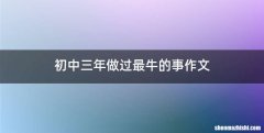 初中三年做过最牛的事作文
