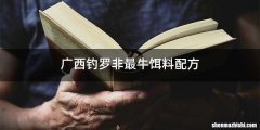 广西钓罗非最牛饵料配方