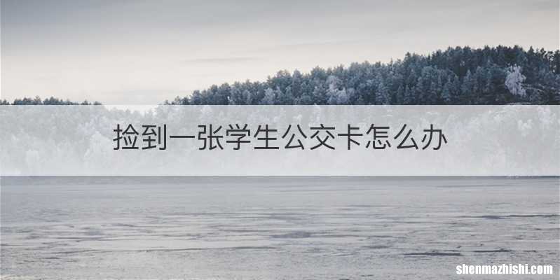 捡到一张学生公交卡怎么办