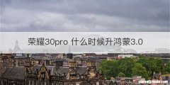 荣耀30pro 什么时候升鸿蒙3.0