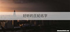 好听的王妃名字