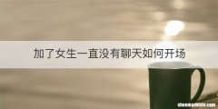 加了女生一直没有聊天如何开场