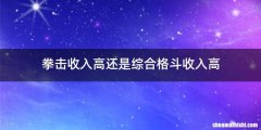 拳击收入高还是综合格斗收入高