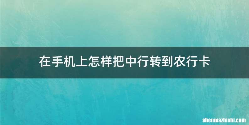 在手机上怎样把中行转到农行卡
