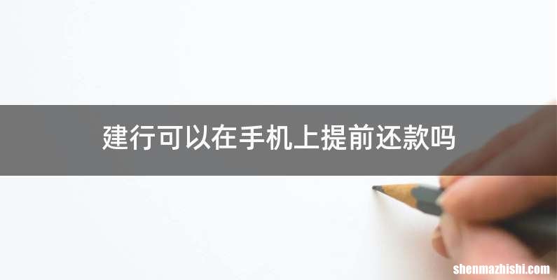 建行可以在手机上提前还款吗
