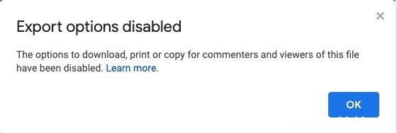 如何下载禁用导出的Google表格?