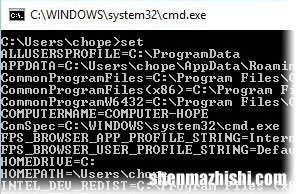 Windows 中默认的环境变量是什么？
